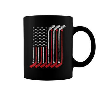 American Flag Vintage Retro Ice Hockey Gift Sports Patriot Coffee Mug | Mazezy