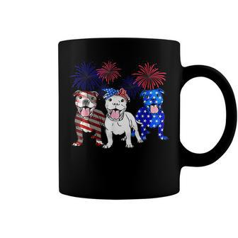 American Pitbull Dog Firework 4Th Of July Usa Flag Patriotic V2 Coffee Mug - Seseable