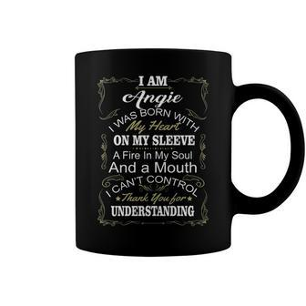 Angie Name Gift I Am Angie I Was Born With My Heart On My Sleeve Coffee Mug - Seseable