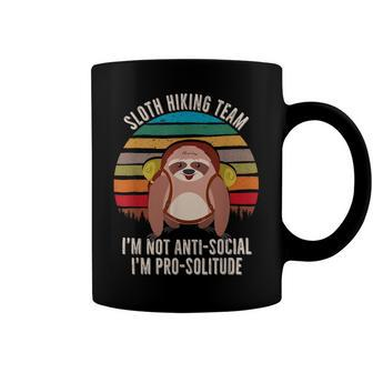 Anti-Social Sloth Hiking Im Not Anti-Social Im Pro-Solitude Coffee Mug - Seseable