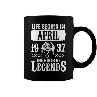 April 1937 Birthday Life Begins In April 1937 Coffee Mug - Seseable