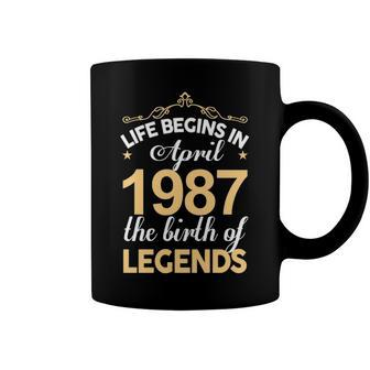 April 1987 Birthday Life Begins In April 1987 V2 Coffee Mug - Seseable