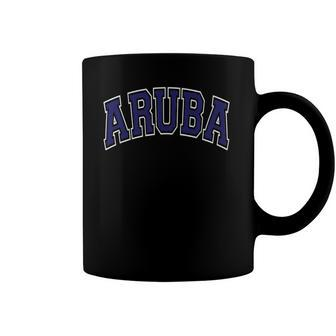 Aruba Varsity Style Navy Blue Text Coffee Mug