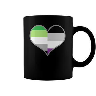 Asexual Aromantic Pride Flag Heart Nonsexual Equality Month Coffee Mug | Mazezy