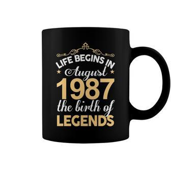 August 1987 Birthday Life Begins In August 1987 V2 Coffee Mug - Seseable