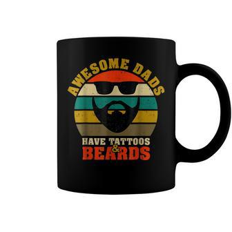 Awesome Dads Have Tattoos And Beards Vintage Fathers Day V3 Coffee Mug - Seseable