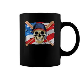 Baseball Skull 4Th Of July American Player Usa Flag Coffee Mug | Mazezy