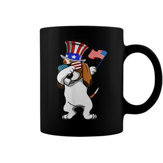 Basset Hound Dabbing Dog Dad 4Th Of July Coffee Mug - Seseable