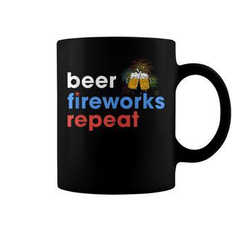 Beer Fireworks Repeat Funny 4Th Of July Beer Lovers Gifts Coffee Mug - Seseable