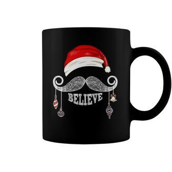 Believe Christmas Santa Mustache With Ornaments - Believe Coffee Mug | Mazezy