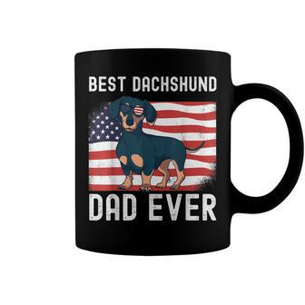 Best Dachshund Dad Ever American Flag 4Th Of July Weiner Dog Coffee Mug - Seseable