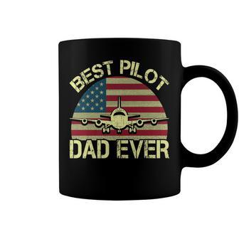 Best Pilot Dad Ever Fathers Day American Flag 4Th Of July Coffee Mug - Seseable