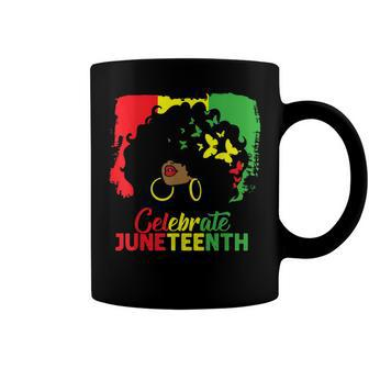 Black Women Messy Bun Juneteenth Celebrate Indepedence Day   Coffee Mug