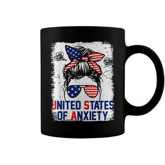 Bleached Messy Bun Funny Patriotic United States Anxiety  Coffee Mug
