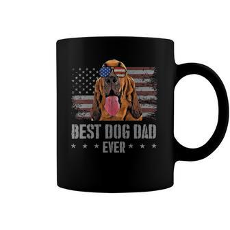 Bloodhound Best Dog Dad Ever Retro Usa American Flag Coffee Mug | Mazezy