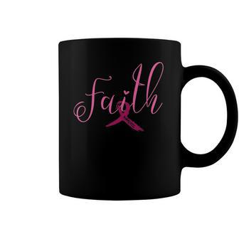 Breast Cancer Awareness Ribbon - Faith Love Hope Pink Ribbon Coffee Mug | Mazezy