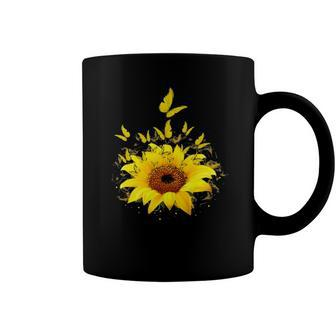 Butterflies Sunflower Smoke Coffee Mug | Mazezy
