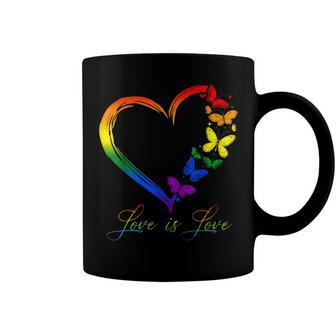 Butterfly Heart Rainbow Love Is Love Lgbt Gay Lesbian Pride  Coffee Mug