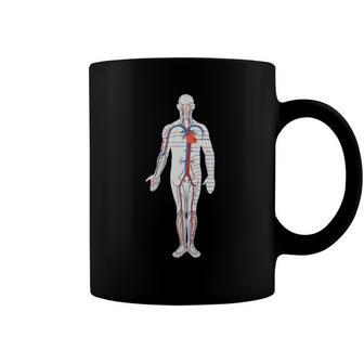 Cardiovascular Circulatory System Labeled Diagram Coffee Mug | Mazezy