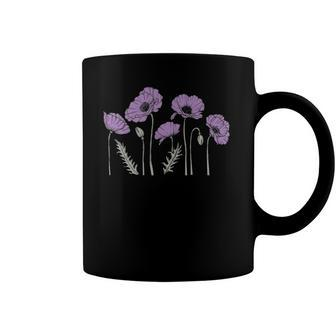 Casual Purple Poppy Flowers Graphic For Women Coffee Mug | Mazezy