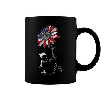 Cat And Sunflower 4Th Of July Patriotic Faith Family Freedom Coffee Mug - Seseable