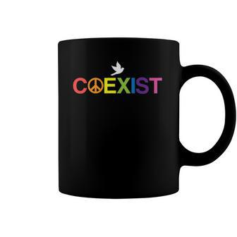 Coexist Equality Dove Freedom Lgbt Pride Rainbow Coffee Mug | Mazezy