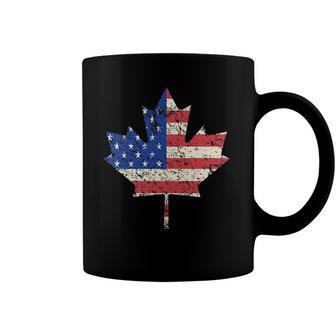 Combined American Canadian Flag Usa Canada Maple Leaf Coffee Mug | Mazezy