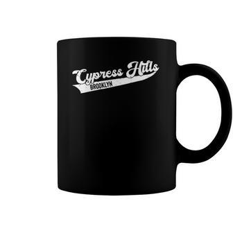 Cypress Hills Brooklyn Typographic Distressed Design Coffee Mug | Mazezy