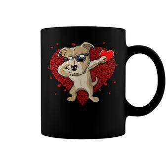 Dabbing Pit Bull Dog Heart Valentines Day Boys Girls T-Shirt Coffee Mug - Seseable