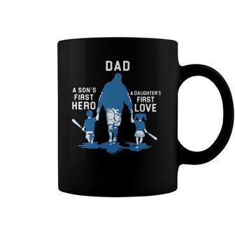 Dad A Sons First Hero A Daughters First Love Baseball Dad Coffee Mug | Mazezy