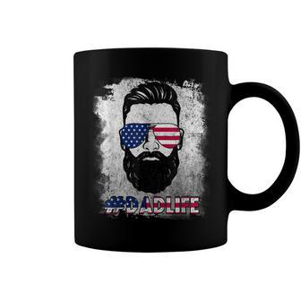 Dad Life Beard Sunglasses Usa Flag Fathers Day 4Th Of July Coffee Mug - Seseable