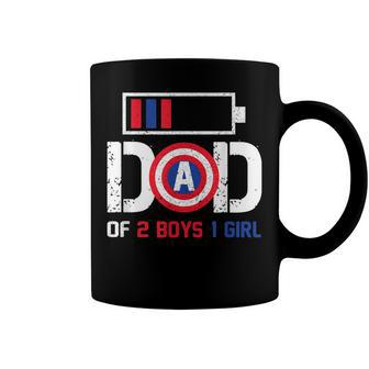 Dad Of 2 Boys 1 Girl Battery Usa Flag Father Day 4Th Of July Coffee Mug - Seseable