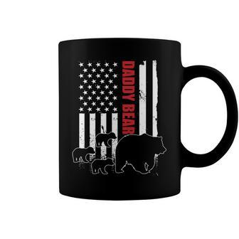 Daddy Bear With 3 Cubs American Flag Daddy Bear Triplets Coffee Mug - Seseable