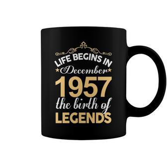 December 1957 Birthday Life Begins In December 1957 V2 Coffee Mug - Seseable