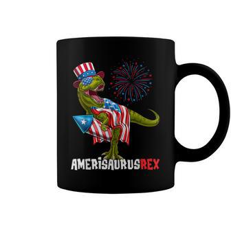 Dinosaur 4Th Of July Kids Boys Men Amerisaurus T Rex Funny V4 Coffee Mug - Seseable