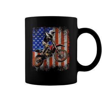 Dirt Bike American Flag Motocross Biker 4Th Of July Mens Coffee Mug | Mazezy