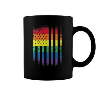 Distressed Rainbow Flag Gay Pride Rainbow Equality Coffee Mug | Mazezy
