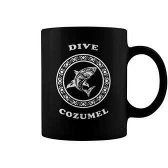 Dive Cozumel Vintage Tribal Shark Vacation Diving Gift Coffee Mug | Mazezy