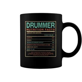 Drummer Nutrition Facts Funny Drum Player Humor Coffee Mug | Mazezy