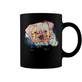 English Bulldog Abstract Watercolor Graphic Design Coffee Mug - Monsterry