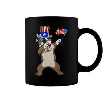 English Bulldog Dabbing Dog Dad 4Th Of July Coffee Mug - Seseable