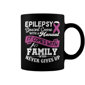 Epilepsy Doesnt Come With A Manual It Comes With A Family Who Never Gives Up Purple Ribbon Epilepsy Epilepsy Awareness Coffee Mug - Monsterry CA
