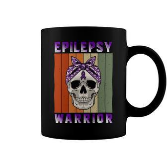 Epilepsy Warrior Skull Women Vintage Purple Ribbon Epilepsy Epilepsy Awareness Coffee Mug | Favorety UK