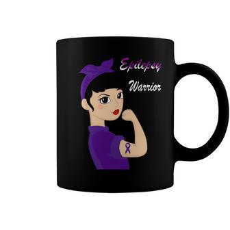 Epilepsy Warrior Strong Women Purple Ribbon Epilepsy Epilepsy Awareness V2 Coffee Mug | Favorety CA