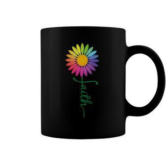 Faith Cross Flower Rainbow Christian Gift Coffee Mug | Mazezy