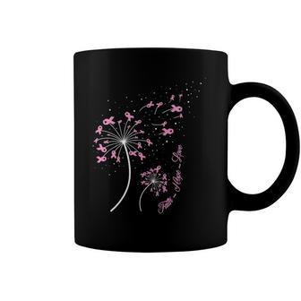 Faith Hope Love Breast Cancer Dandelion Flower Breast Cancer Coffee Mug | Mazezy