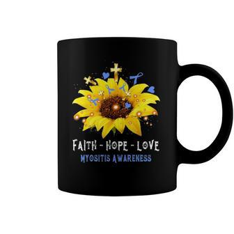 Faith Hope Love Sunflower Myositis Awareness Coffee Mug | Mazezy