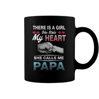 Family 365 There Is A Girl She Stole My She Calls Me Papa Coffee Mug | Mazezy