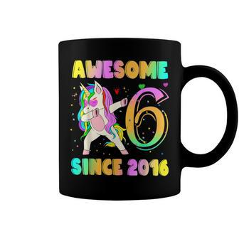 Family Party 6 Years Old Dabbing Unicorn 6Th Birthday Girl Coffee Mug - Seseable