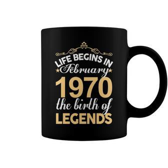 February 1970 Birthday Life Begins In February 1970 V2 Coffee Mug - Seseable